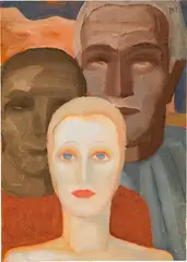 Ernst Nepo, Three heads, 1925, tempera on thin cardboard