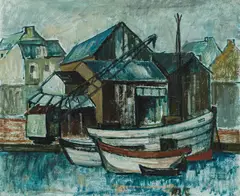 Gerhardt Frankl, Harbour of Uzerche, 1928, oil on canvas