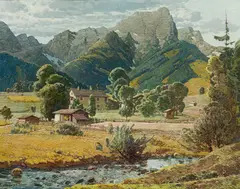 Josef Stoitzner, Spring landscape, c. 1920, oil on panel