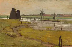 Josef Stoitzner, Dutch landscape, c. 1923, oil on cardboard