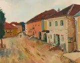 Ernst Huber, Village in Lower Austria, oil on canvas
