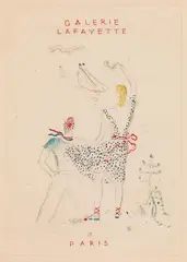 Wilhelm Thöny, Galerie Lafayette, Paris, c. 1936, pencil, watercolour on paper