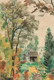 Paul Bodmer, Landscape with houses, watercolour on paper