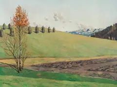 Julius Wegerer, Spring landscape, oil on canvas