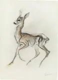 Lieblicher Rehbock by Ludwig Heinrich Jungnickel, watercolour and charcoal on paper; unframed, sold Jul 2021
