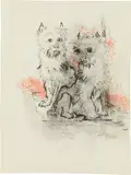 Zwei Schoßhündchen by Ludwig Heinrich Jungnickel, hand-coloured lithograph; unframed, sold Jul 2021