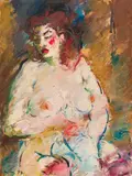 Viktor Lederer, Seated female nude with cloth, 1999, oil on canvas; unframed