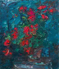 Viktor Lederer, Geraniums, 1996, oil on canvas; unframed