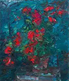 Viktor Lederer, Geraniums, 1996, oil on canvas; unframed