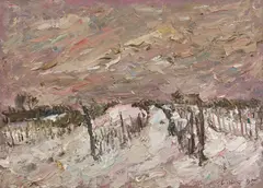 Viktor Lederer, Vineyards in the snow, 1995, oil on canvas; unframed