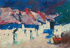 Viktor Lederer, Burgenland farmhouse, 1998, oil on canvas