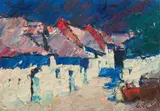 Viktor Lederer, Burgenland farmhouse, 1998, oil on canvas