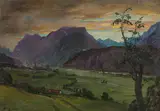 Thomas Riss, Evening in the Inntal, 1946, oil on cardboard