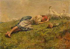 Othmar Ruzicka, Sleeping shepherdess, 1925, oil on cardboard