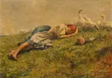 Othmar Ruzicka, Sleeping shepherdess, 1925, oil on cardboard