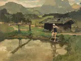 Die ländliche Badenixe by Gottlieb Theodor Kempf von Hartenkampf, 1940, oil on cardboard, offered Jul 2021