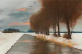 Eduard Kasparides, Landscape with brook in winter