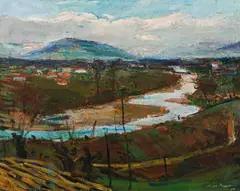 Sergius Pauser, Riverscape, 1934, oil on canvas