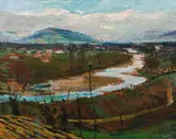 Sergius Pauser, Riverscape, 1934, oil on canvas