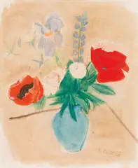 Ferdinand Kitt, Stilllife with flowers, 1958, watercolour on paper