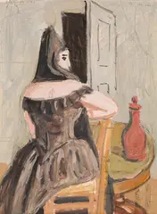 Wilhelm Gimmi, Rear view of a Spanish woman, 1941, mixed media on paper