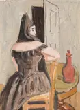 Wilhelm Gimmi, Rear view of a Spanish woman, 1941, mixed media on paper