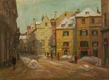 Franz Köck, Graz, Hofgasse, oil on hardboard