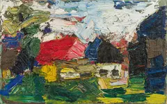 Franz Grabmayr, Homestead, 1975, oil on canvas; framed