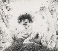 Anton Lehmden, Summer, 1950, India ink on paper; framed