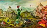 Karl Hodina, Dream of flying (triptych), oil on canvas on wood; framed