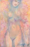Ernst Fuchs, Female nude, mixed media on canvas; framed