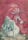 Peter Proksch, Cronus devouring his children, 1970, mixed media on paper; framed