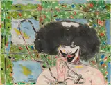 Peter Sengl, Nasengerät F. Schwarzhaar, 1978, mixed media on paper; framed