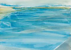 Gottfried Salzmann, Meeresbucht, watercolour on paper; framed