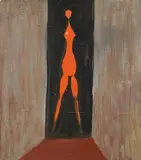 Otto Eder, Orange figure, oil on linen on cardboard; unframed