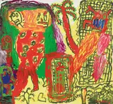 Peter Pongratz, Kleine Idylle, 1999, acrylic on linen; framed