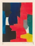 Serge Poliakoff, Composition in red, blue, yellow, 1958, colour etching on Rives laid paper; framed