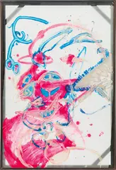 Brigitte Kowanz, Untitled, acrylic, luminous paint on tracing paper; framed in original iron frame by Franz Graf