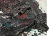 Otto Muehl, Slide picture with scraps of fabric, 1988, oil on hardboard; unframed