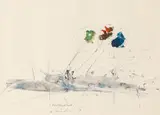 Frühlingswind by Hans Staudacher, 1978, mixed media on paper; framed, sold Jul 2021