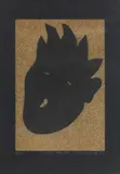 Kiki Kogelnik, Glitter Head Dark, 1995, Murano glass splitter on screen printing on cardboard; framed
