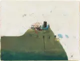 Giselbert Hoke, San Angelo Montalcino, 1987, mixed media, watercolour on paper; framed