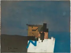 Cuna by Giselbert Hoke, 1999, mixed media on paper; framed, sold Jul 2021