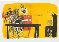 Untitled by Giselbert Hoke, 1966, lithograph; unframed, sold Jul 2021