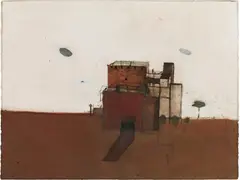 Cuna by Giselbert Hoke, 1999, mixed media on paper; framed, sold Jul 2021