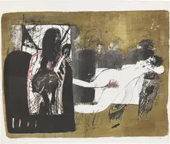 Untitled by Giselbert Hoke, 1973, lithograph; unframed, sold Jul 2021