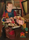 Sergius Pauser, Kind mit Spielzeug, 1926, oil on cardboard