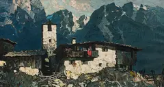 Oskar Mulley, Mountain village, c. 1930, oil on canvas