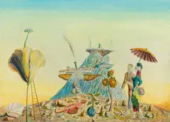 Wolfgang Hutter, Die Promenade, 1950, oil on panel