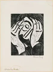 Schlafender Trinker by Werner Berg, 1959, woodcut on paper, sold May 2021